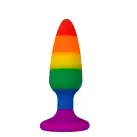 Силиконовая анальная пробка Wooomy Hiperloo Silicone Rainbow Plug M, диаметр 2,9 см, длина 11 см photo 1