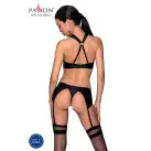 Сетчатый набор: бюстгальтер с халтером, трусики и пояс для чулок Amanda Set black L/XL - Passion photo 2